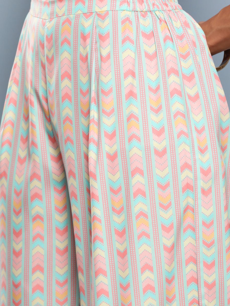 Ahalyaa Women Blue Floral Printed Gotta Patti Kurta with Palazzos & With Dupatta
