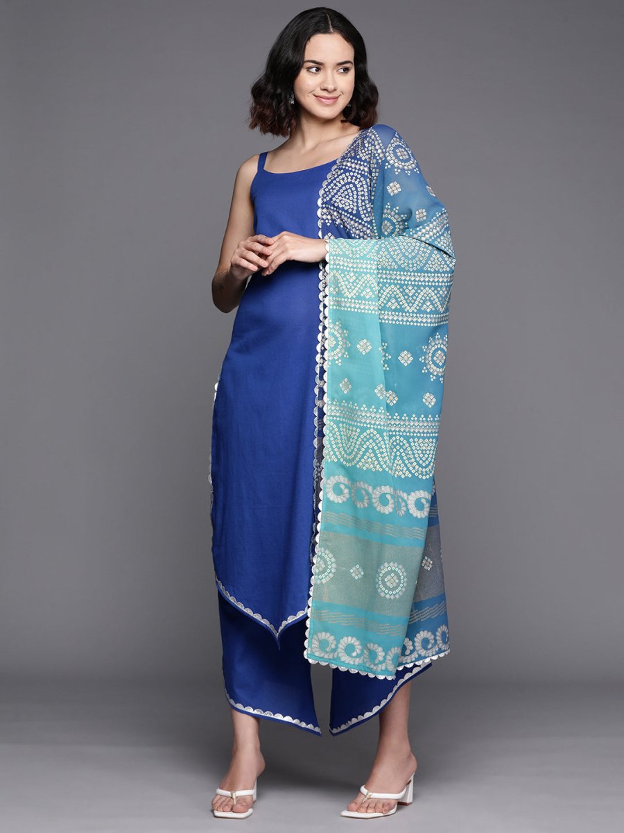 Ahalyaa Regular Pure Cotton Kurta With Palazzos & Dupatta