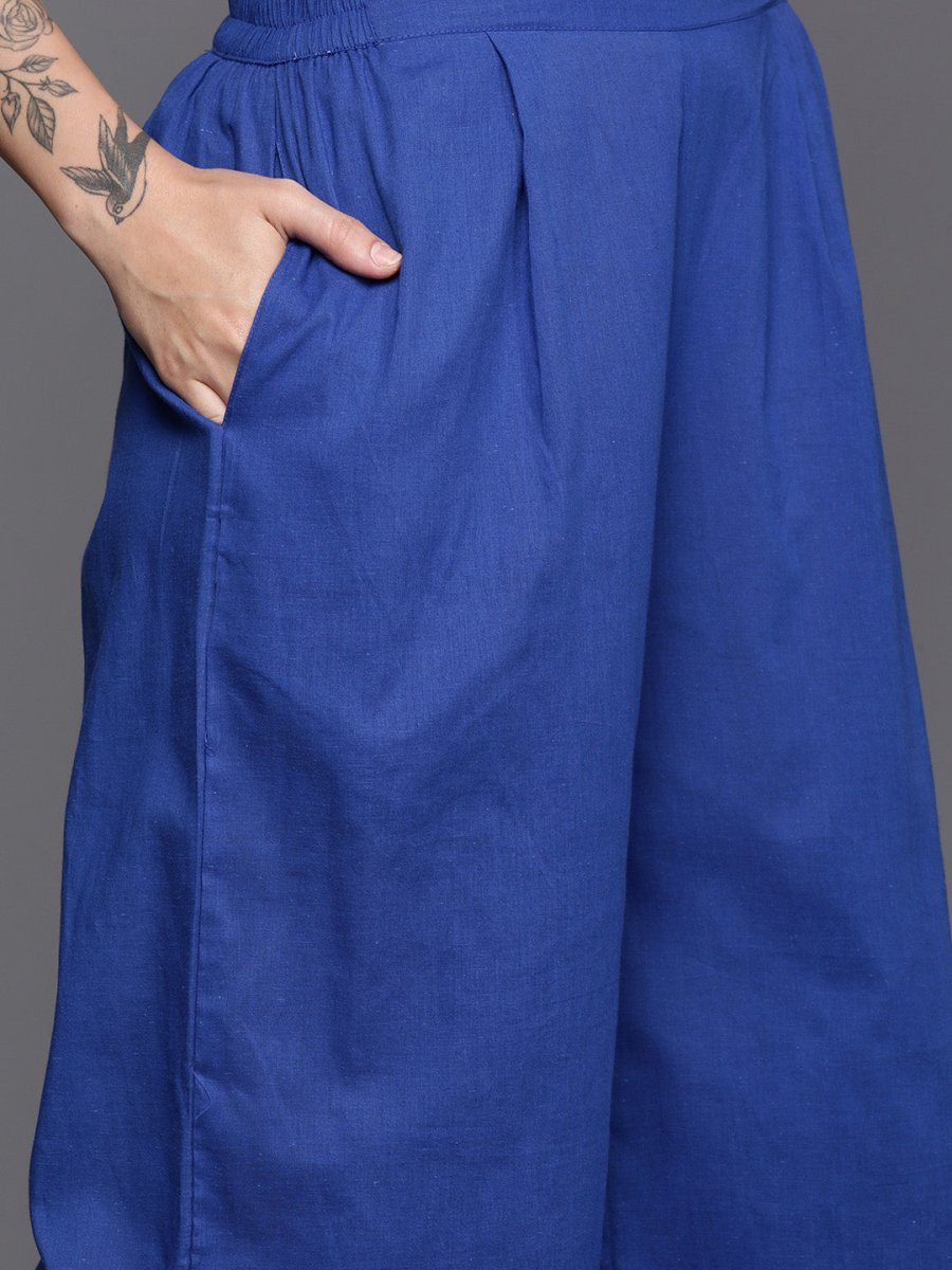 Ahalyaa Regular Pure Cotton Kurta With Palazzos & Dupatta