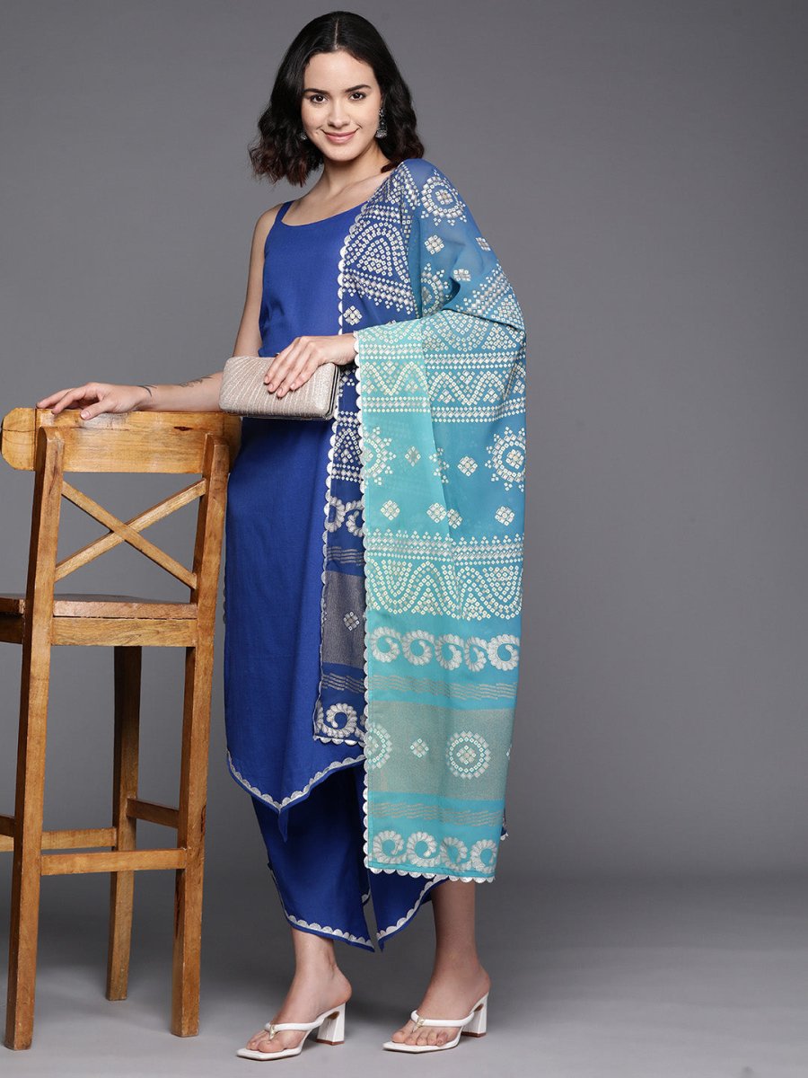 Ahalyaa Regular Pure Cotton Kurta With Palazzos & Dupatta