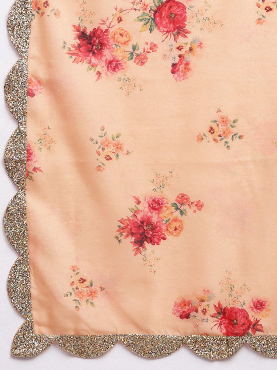 Ahalyaa Women Mauve & Cream-Coloured Printed Kurta with Palazzos & Dupatta