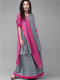 Ahalyaa Women Printed Beautiful Blue Kurta Set