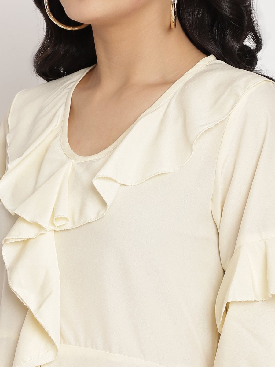 Ahalyaa Off White Layered Kurta with Trousers