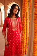 Ahalyaa Women Red Ethnic Motifs Kurta with Trousers