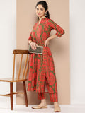 Ahalyaa Women Floral Printed Pleated Gotta Patti Kurta with Trousers