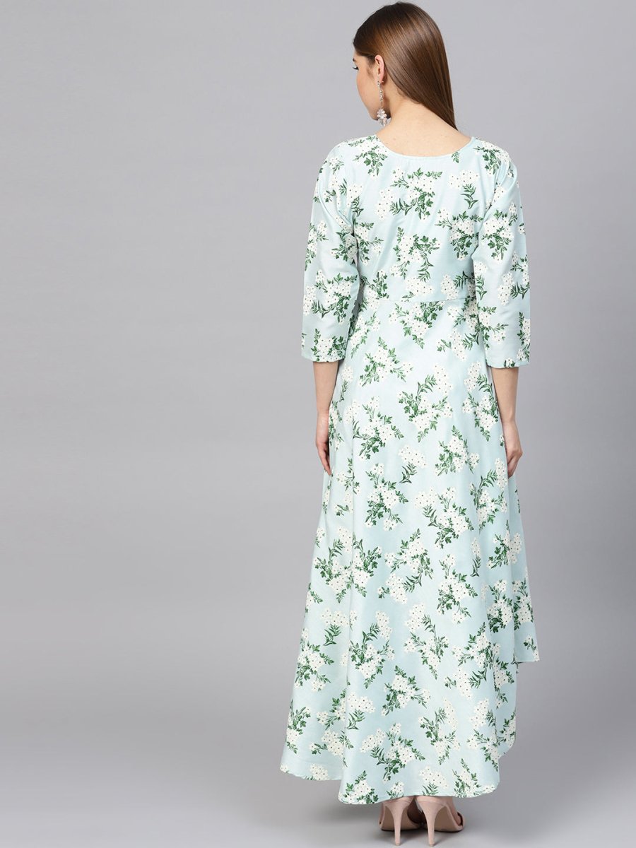 Ahalyaa Sky Blue Printed Asymmetric Women's Kurta