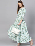 Ahalyaa Sky Blue Printed Asymmetric Women's Kurta