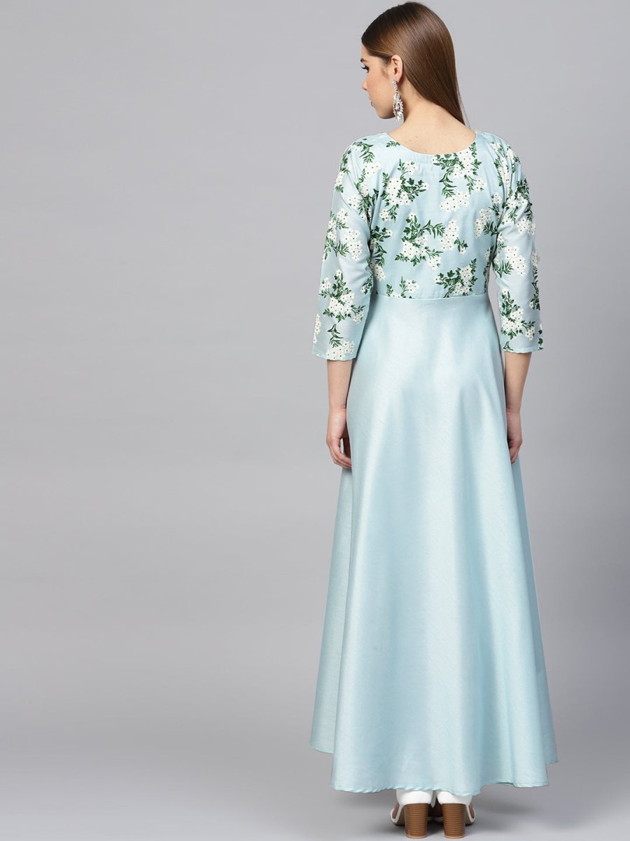 Ahalyaa Sky Blue Pigment Print A-Line Kurta