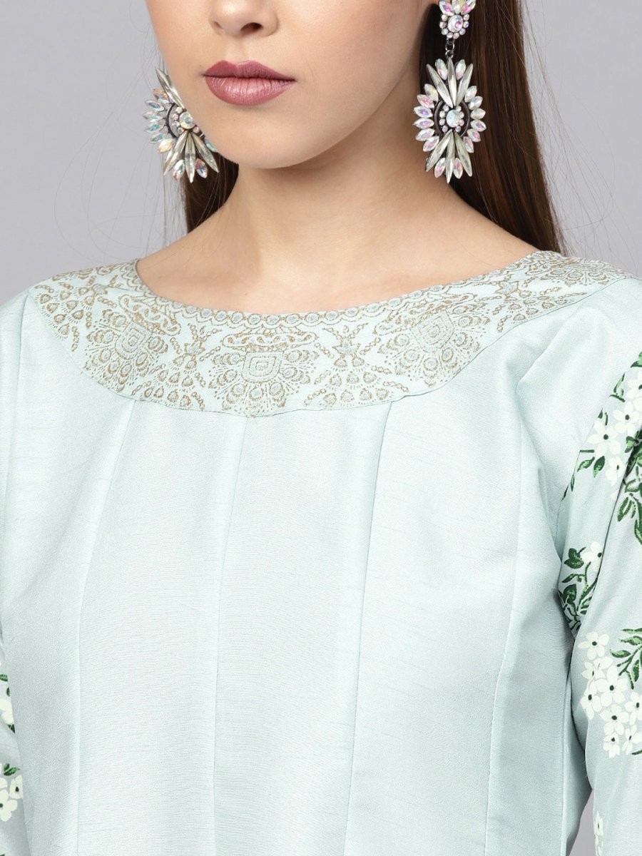 Ahalyaa Sky Blue Pigment Print Anarkali Beautiful Kurta