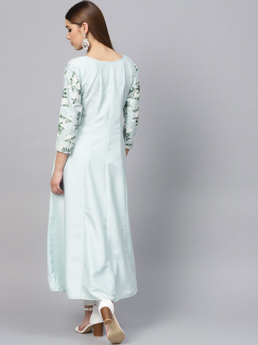 Ahalyaa Sky Blue Pigment Print Anarkali Beautiful Kurta