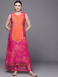 Ahalyaa Women Pink Floral Printed Gotta Patti Kurta with Palazzos