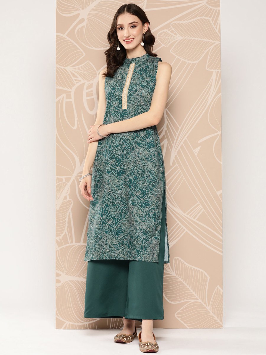 Ahalyaa Floral Printed Regular Kurta with Palazzos