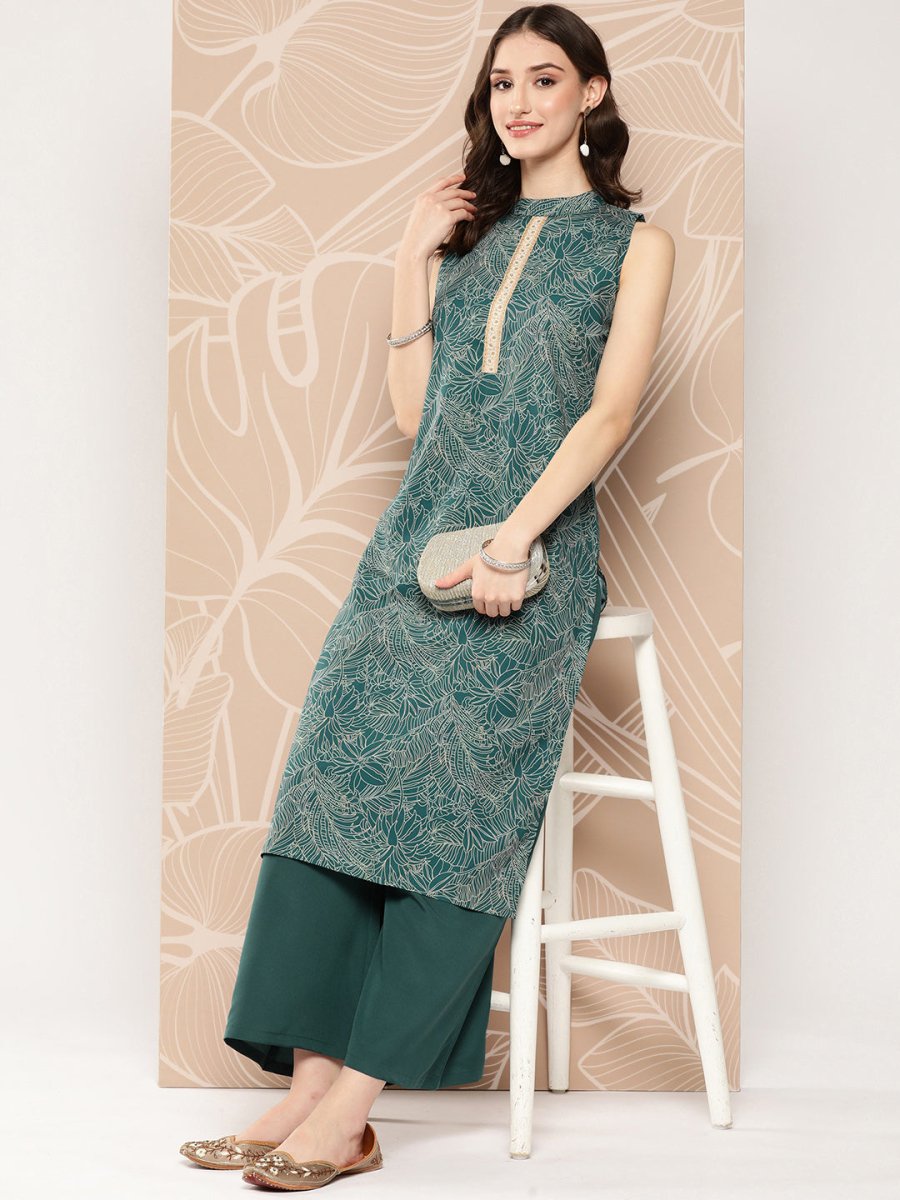 Ahalyaa Floral Printed Regular Kurta with Palazzos