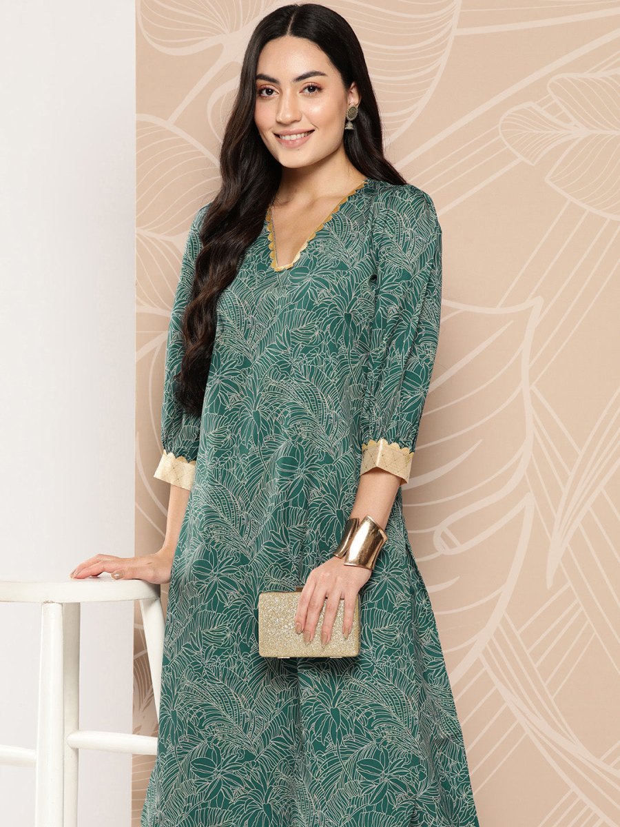 Ahalyaa Floral Printed Regular Gotta Patti Kurta with Palazzos