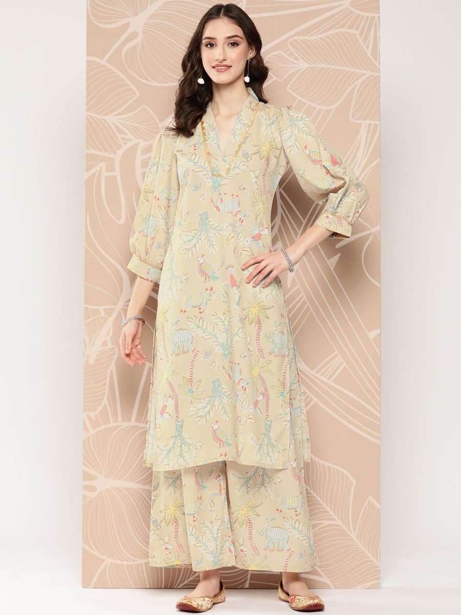 Ahalyaa Floral Printed Regular Kurta with Palazzos