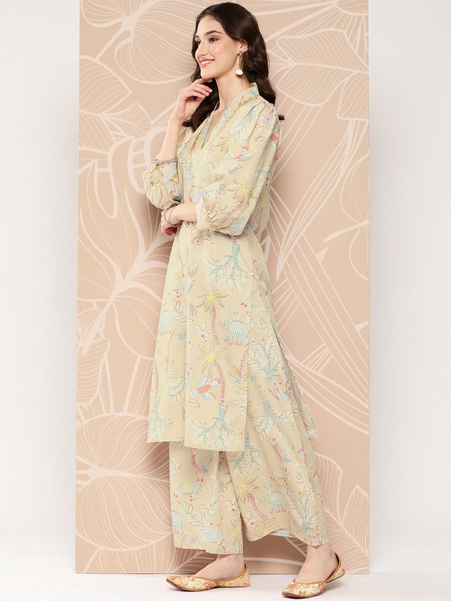 Ahalyaa Floral Printed Regular Kurta with Palazzos