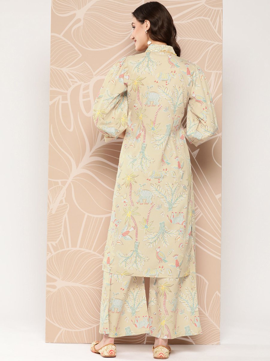 Ahalyaa Floral Printed Regular Kurta with Palazzos