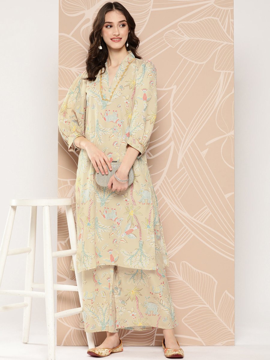 Ahalyaa Floral Printed Regular Kurta with Palazzos