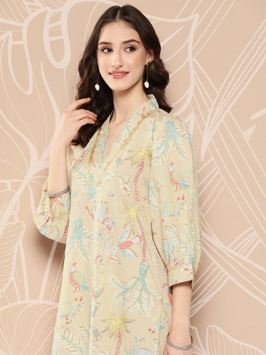 Ahalyaa Floral Printed Regular Kurta with Palazzos