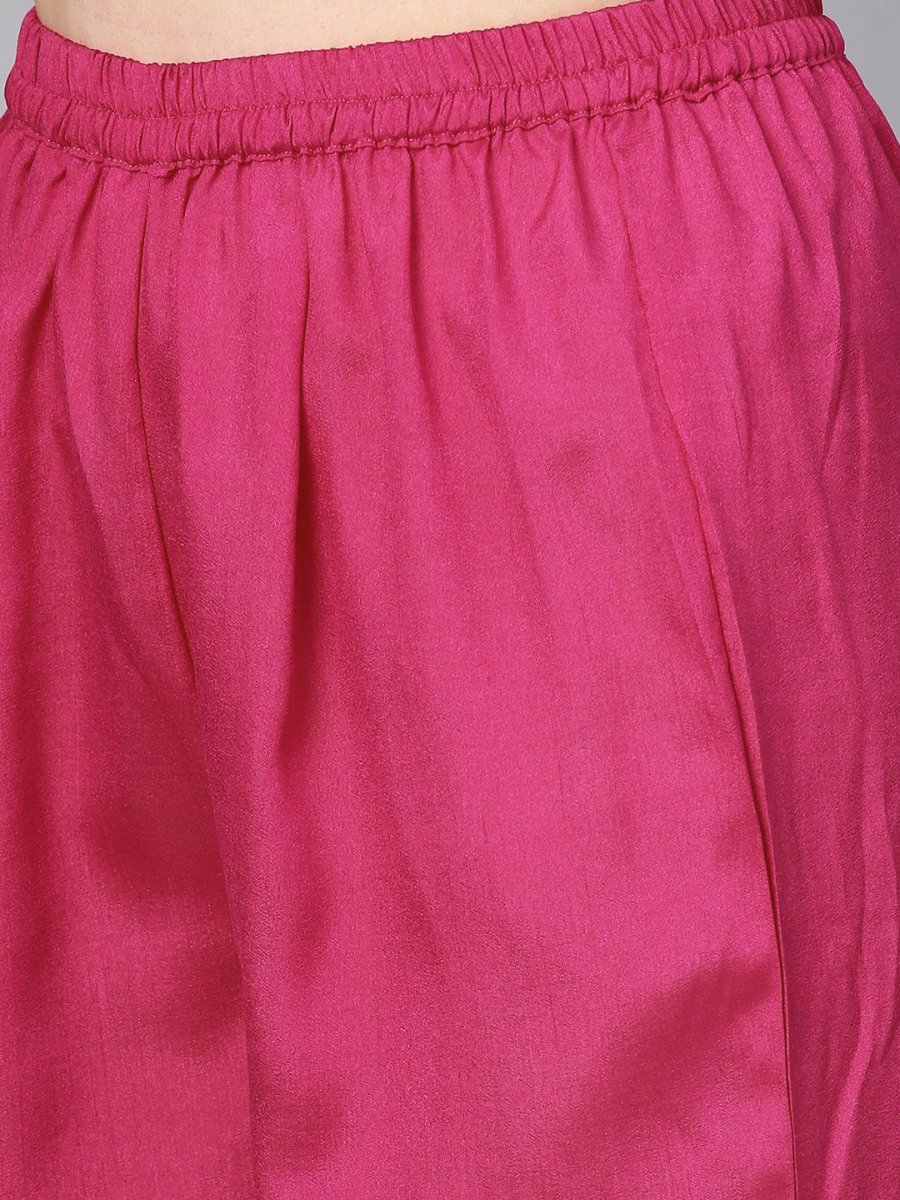 Ahalyaa Off-White & Pink Printed Kurta with Palazzo