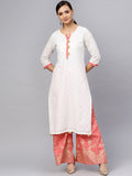 Ahalyaa White and Gold Printed Straight Kurta Set
