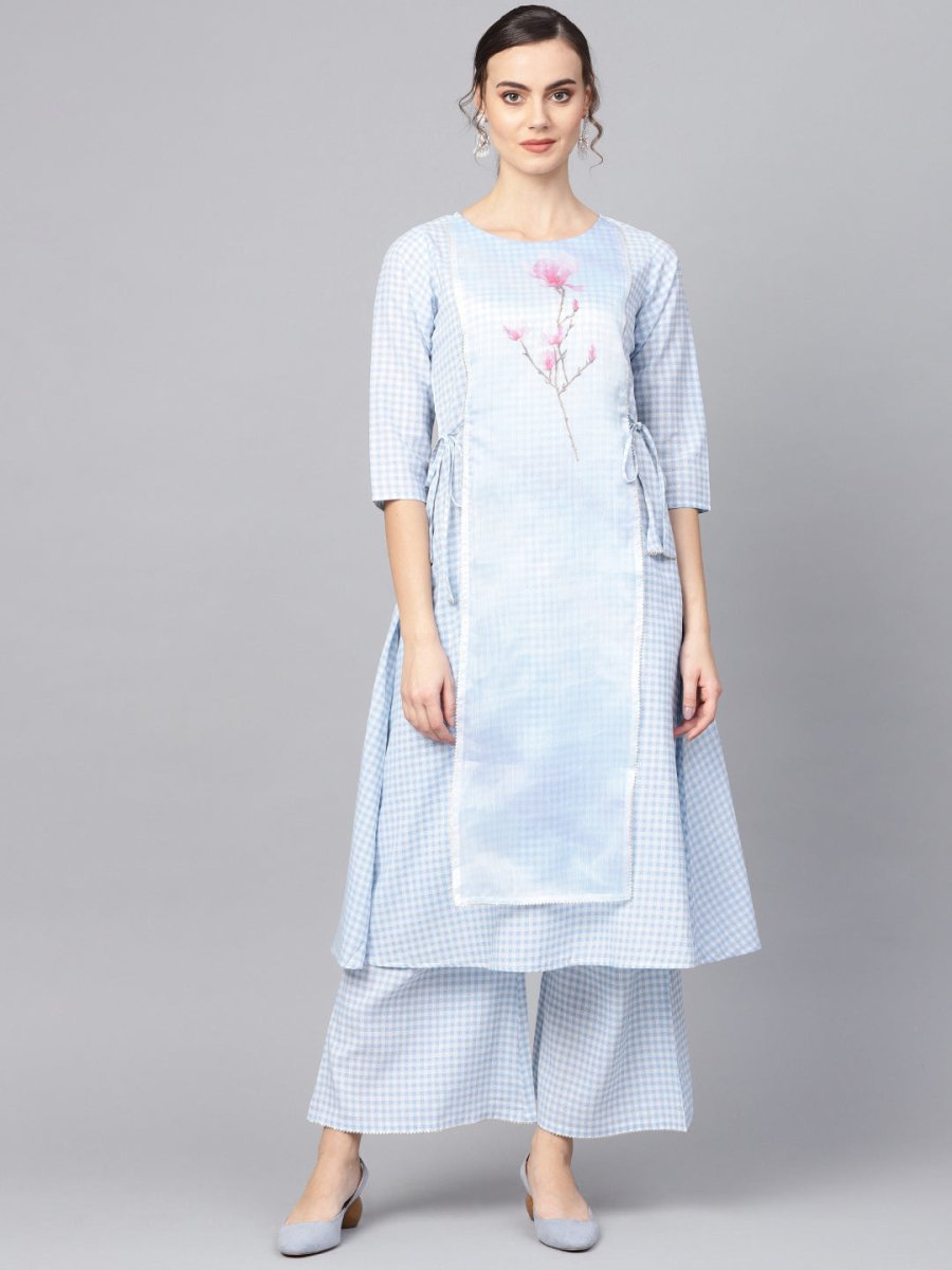 Ahalyaa Printed A Line Beautiful kurta with Palazzo for Women