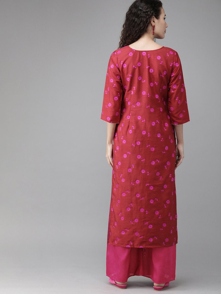 Ahalyaa Women Floral Print Red Beautiful Kurta set