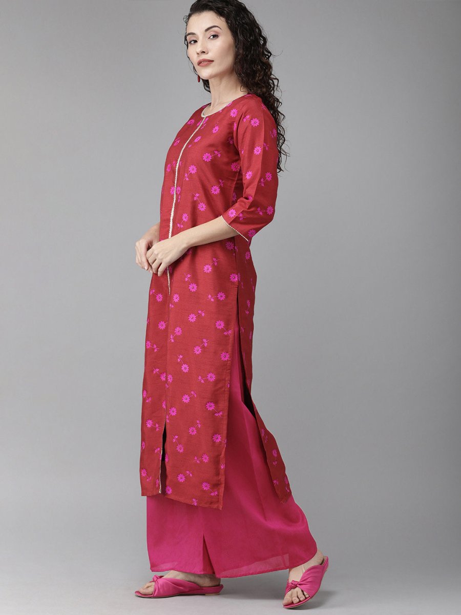 Ahalyaa Women Floral Print Red Beautiful Kurta set