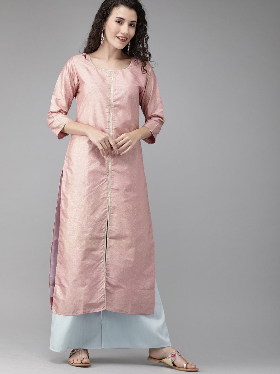 Ahalyaa Women Pink & Blue Printed Beautiful Kurta with Palazzo