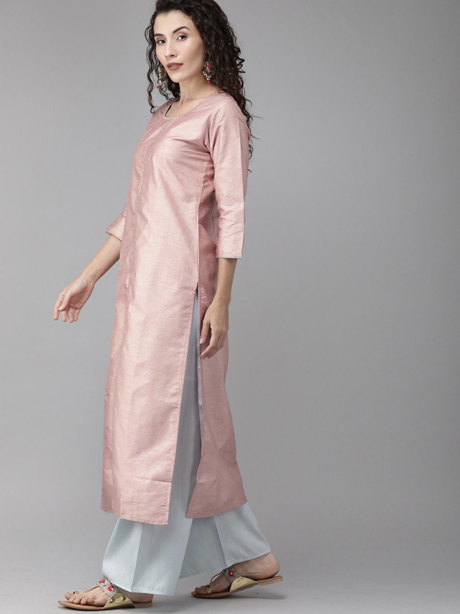 Ahalyaa Women Pink & Blue Printed Beautiful Kurta with Palazzo