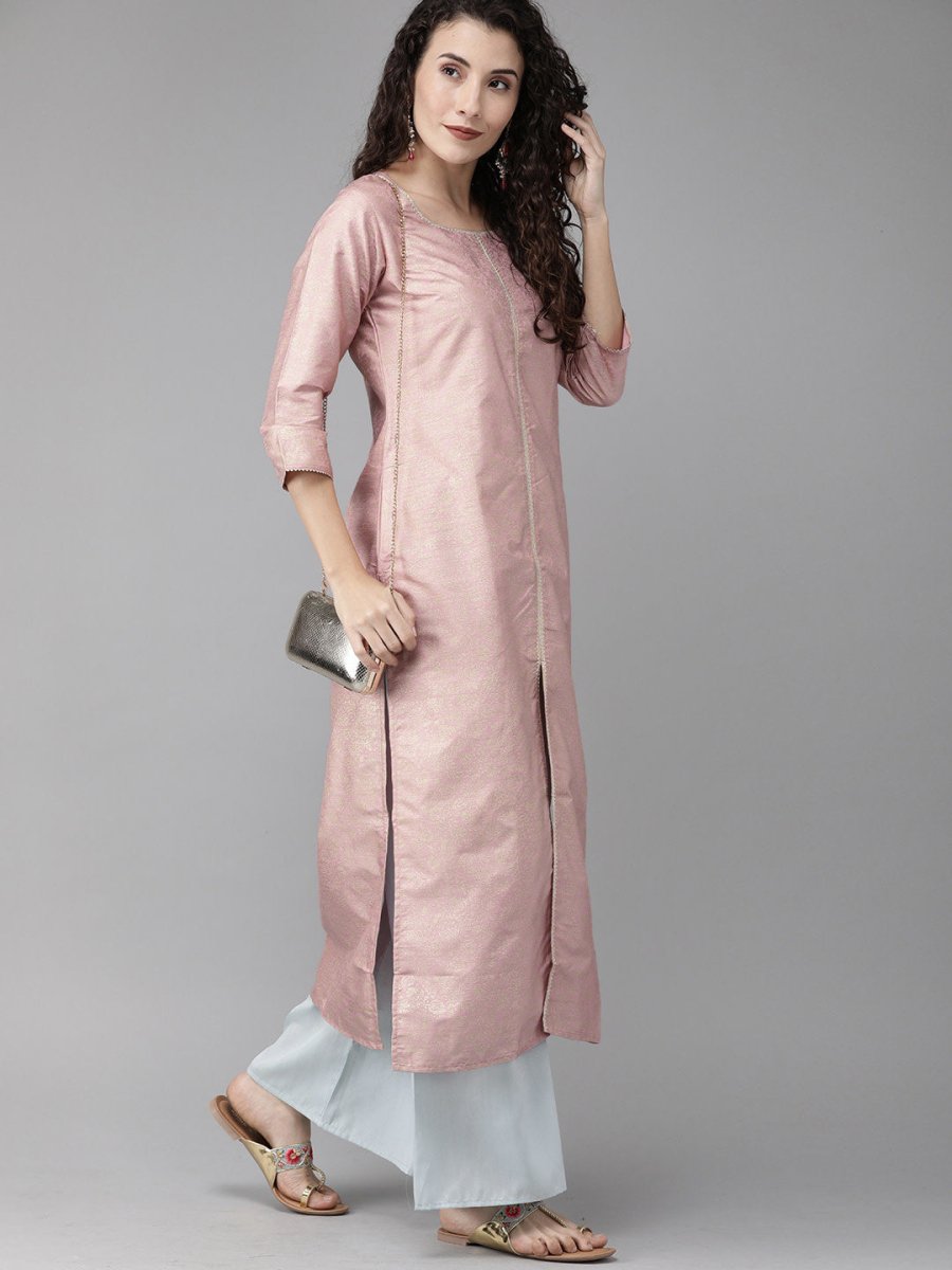 Ahalyaa Women Pink & Blue Printed Beautiful Kurta with Palazzo