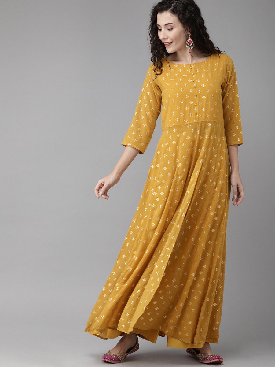 Ahalyaa Mustard Kurta with Beautiful Palazzo Set