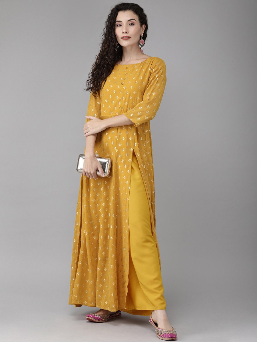 Ahalyaa Mustard Kurta with Beautiful Palazzo Set