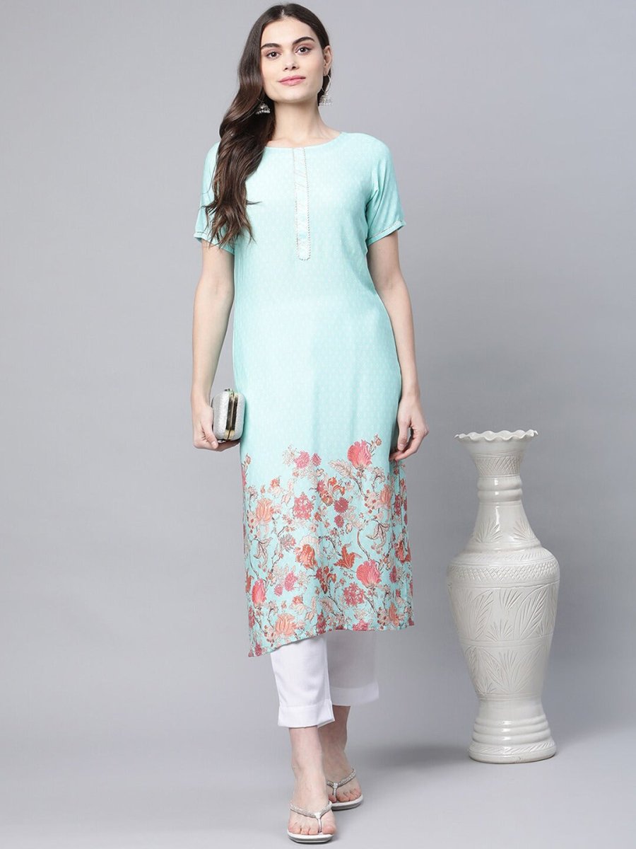Ahalyaa Women Floral Printed Gotta Patti Kurta