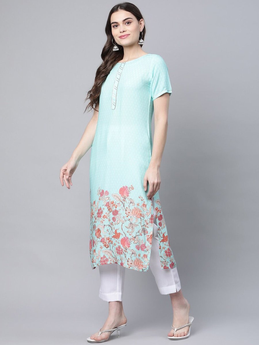 Ahalyaa Women Floral Printed Gotta Patti Kurta