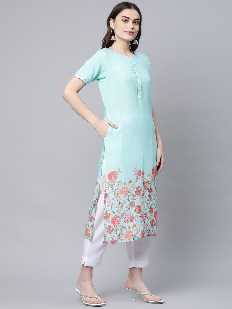 Ahalyaa Women Floral Printed Gotta Patti Kurta