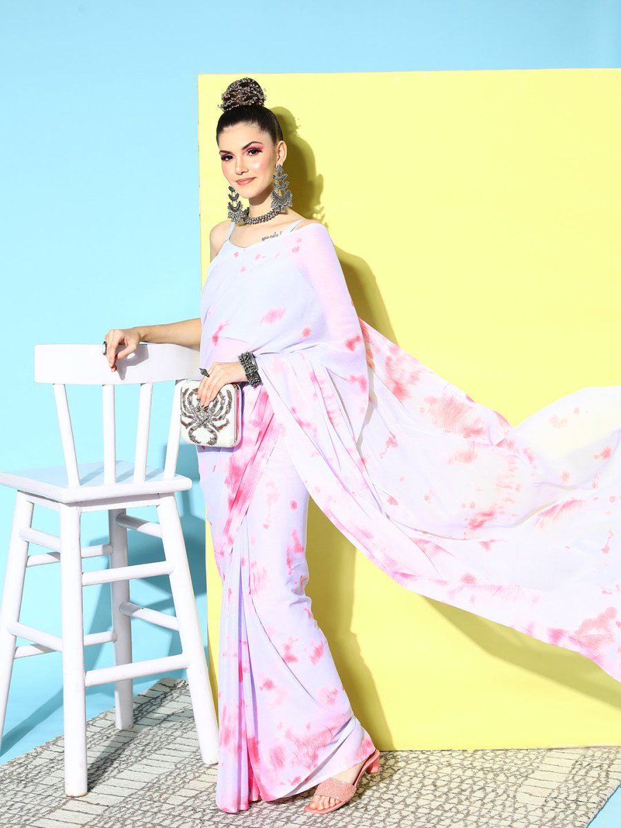 Ahalyaa Poly Chiffon Abstract Printed Saree