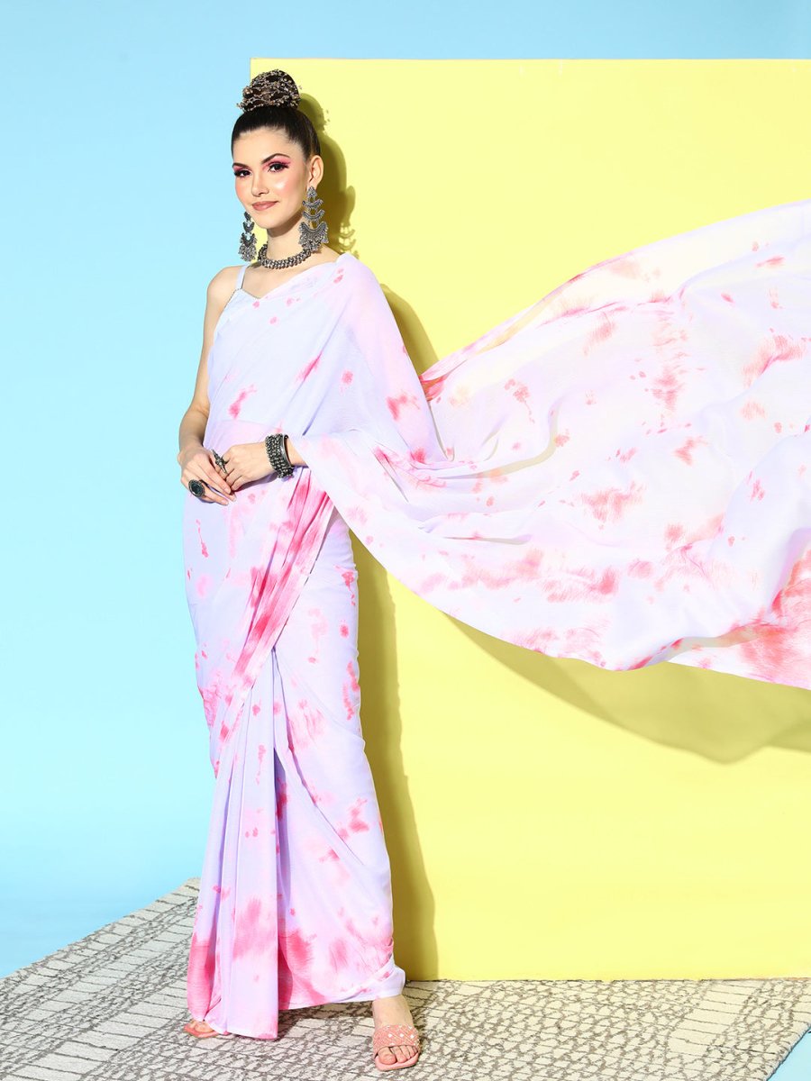 Ahalyaa Poly Chiffon Abstract Printed Saree