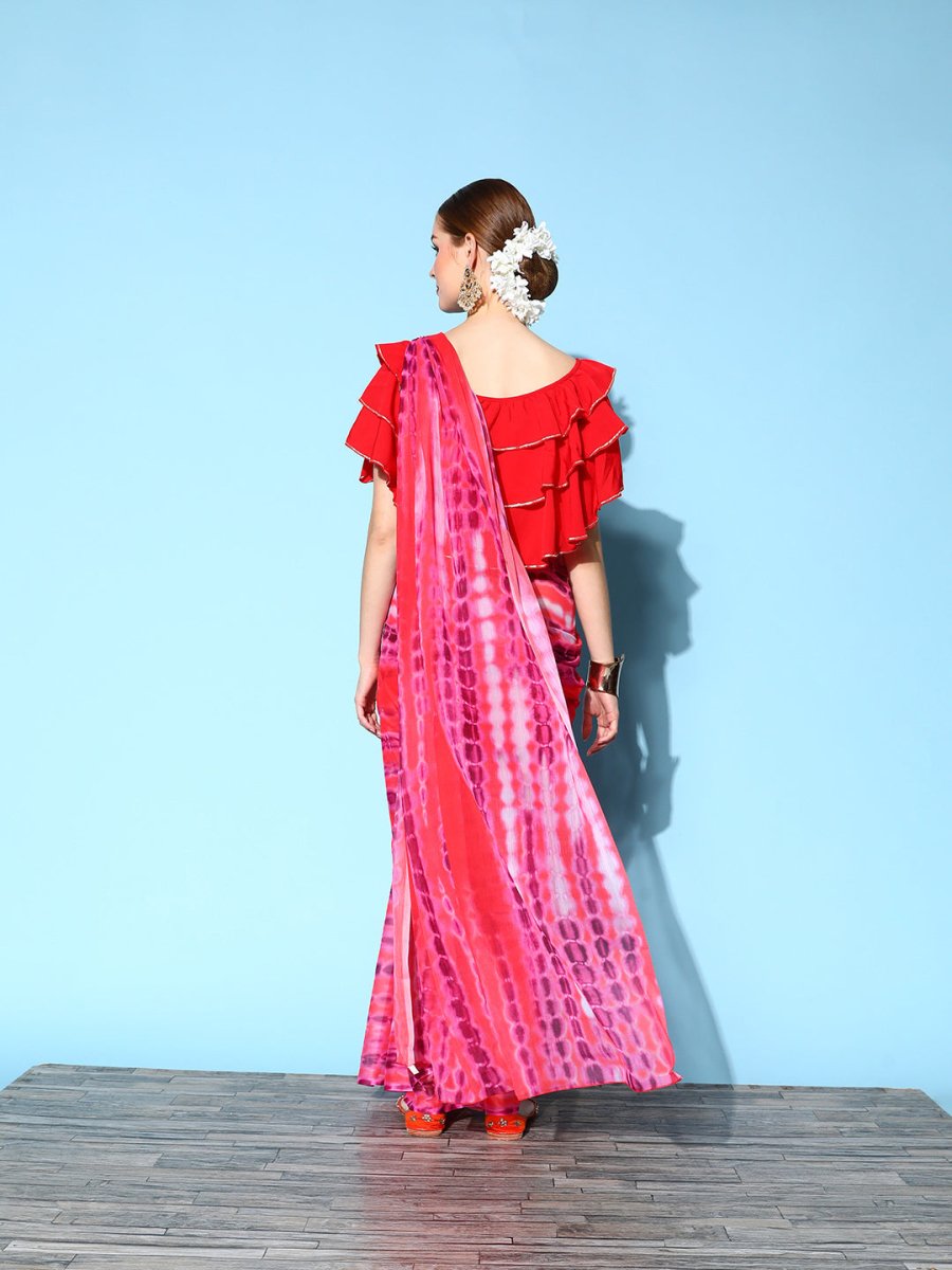 Ahalyaa Geometric Print Chiffon Saree