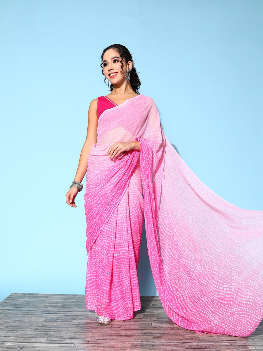 Ahalyaa Bandhani Saree with Solid border