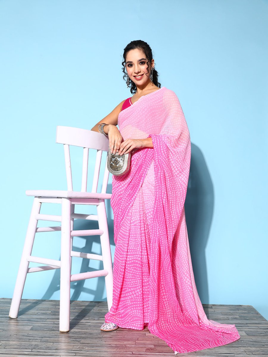 Ahalyaa Bandhani Saree with Solid border