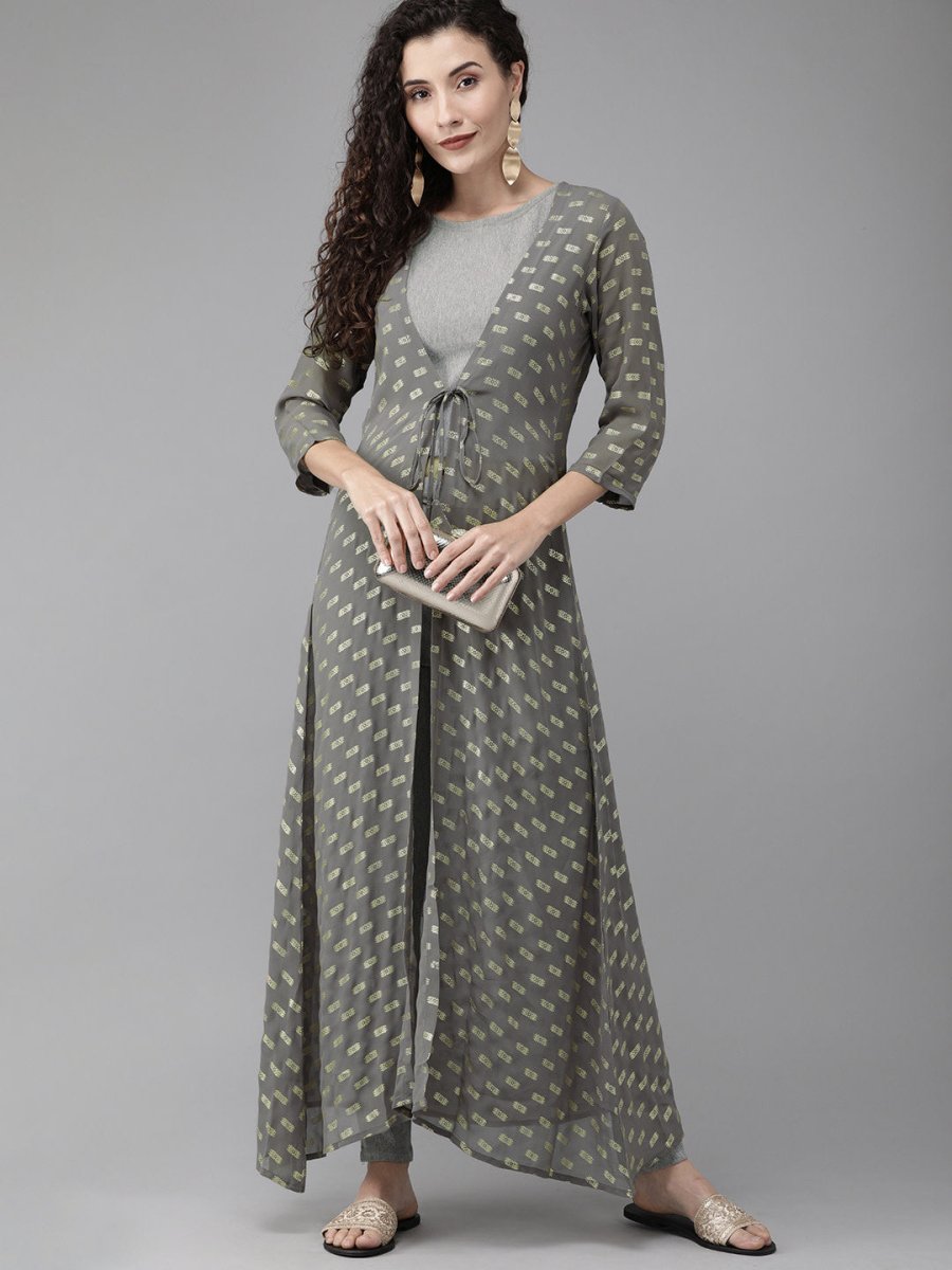 Ahalyaa Women Beautiful Grey Indo Western Set