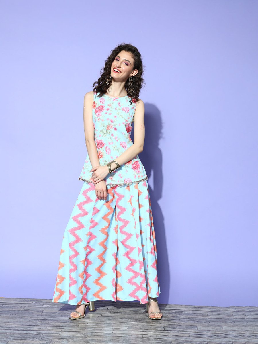 Ahalyaa Printed Top With Palazzos