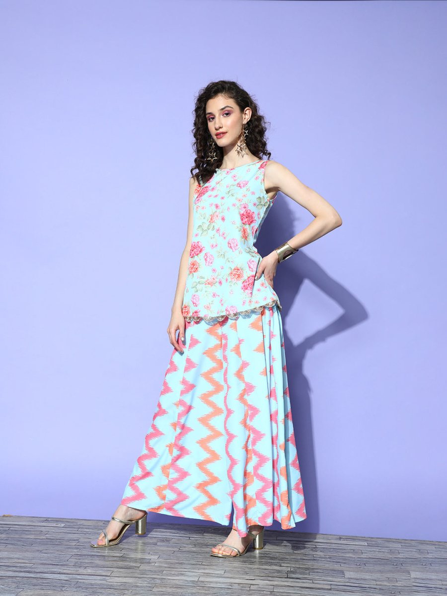 Ahalyaa Printed Top With Palazzos