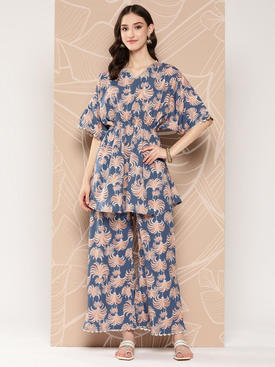 Ahalyaa Printed Crepe Ethnic Tunic With Palazzos