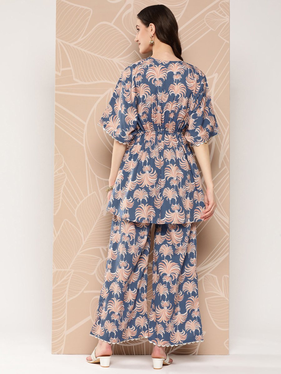 Ahalyaa Printed Crepe Ethnic Tunic With Palazzos