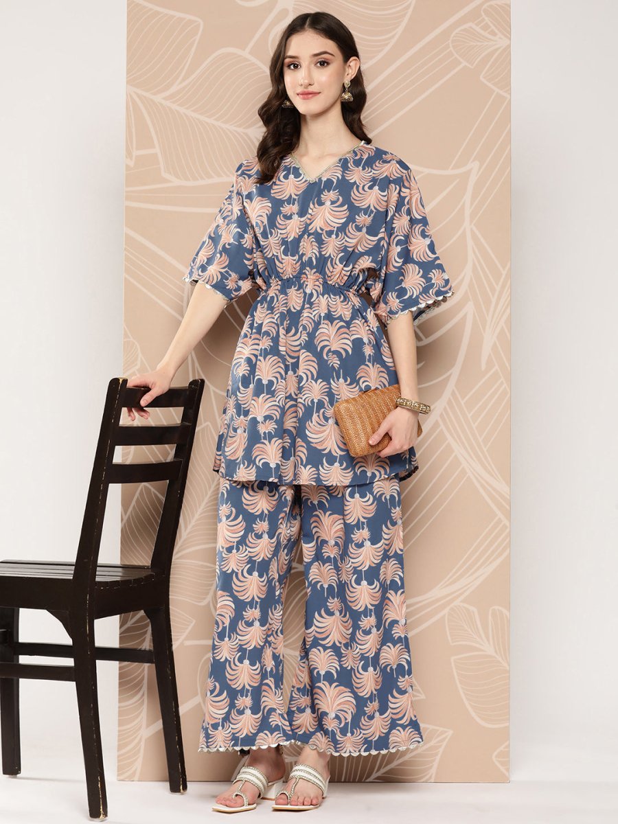 Ahalyaa Printed Crepe Ethnic Tunic With Palazzos