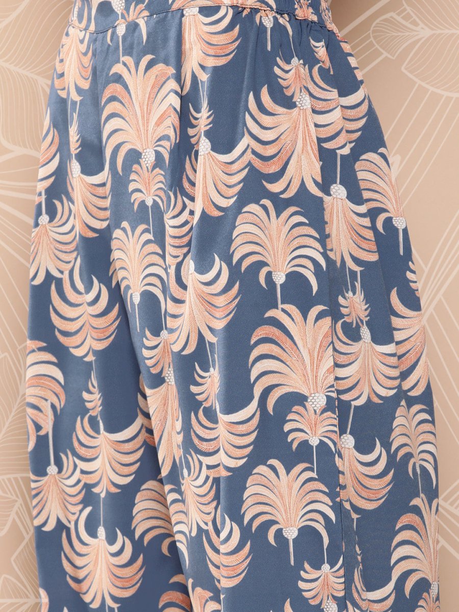 Ahalyaa Printed Crepe Ethnic Tunic With Palazzos