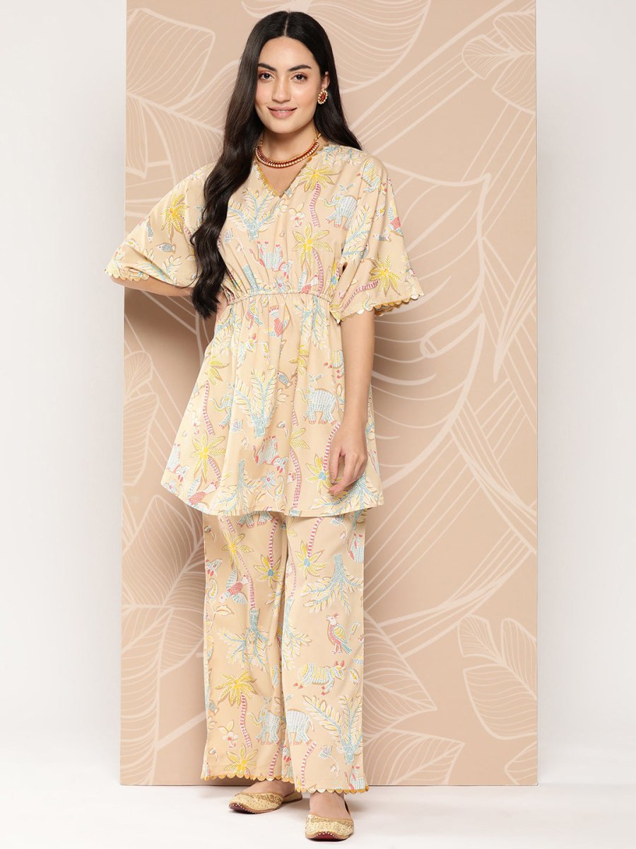 Ahalyaa Women Printed Crepe Tunic With Palazzos