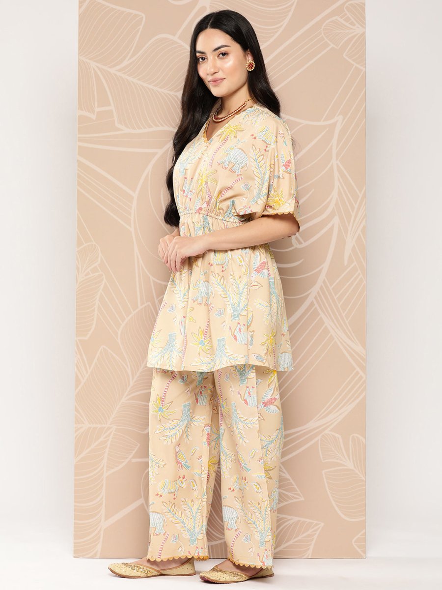 Ahalyaa Women Printed Crepe Tunic With Palazzos